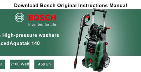 Download Free Bosch High-pressure washer AdvancedAquatak 140 Manual