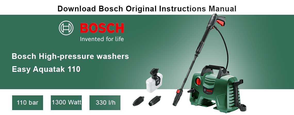 Download Free Bosch High-pressure washer Easy Aquatak 110 Manual